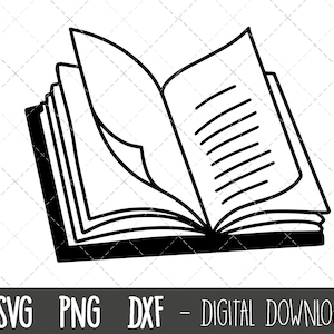 Open boek svg, boek clipart, boeken svg, school svg, school clipart, college clipart dxf, schoolboeken cricut silhouet svg snijbestand