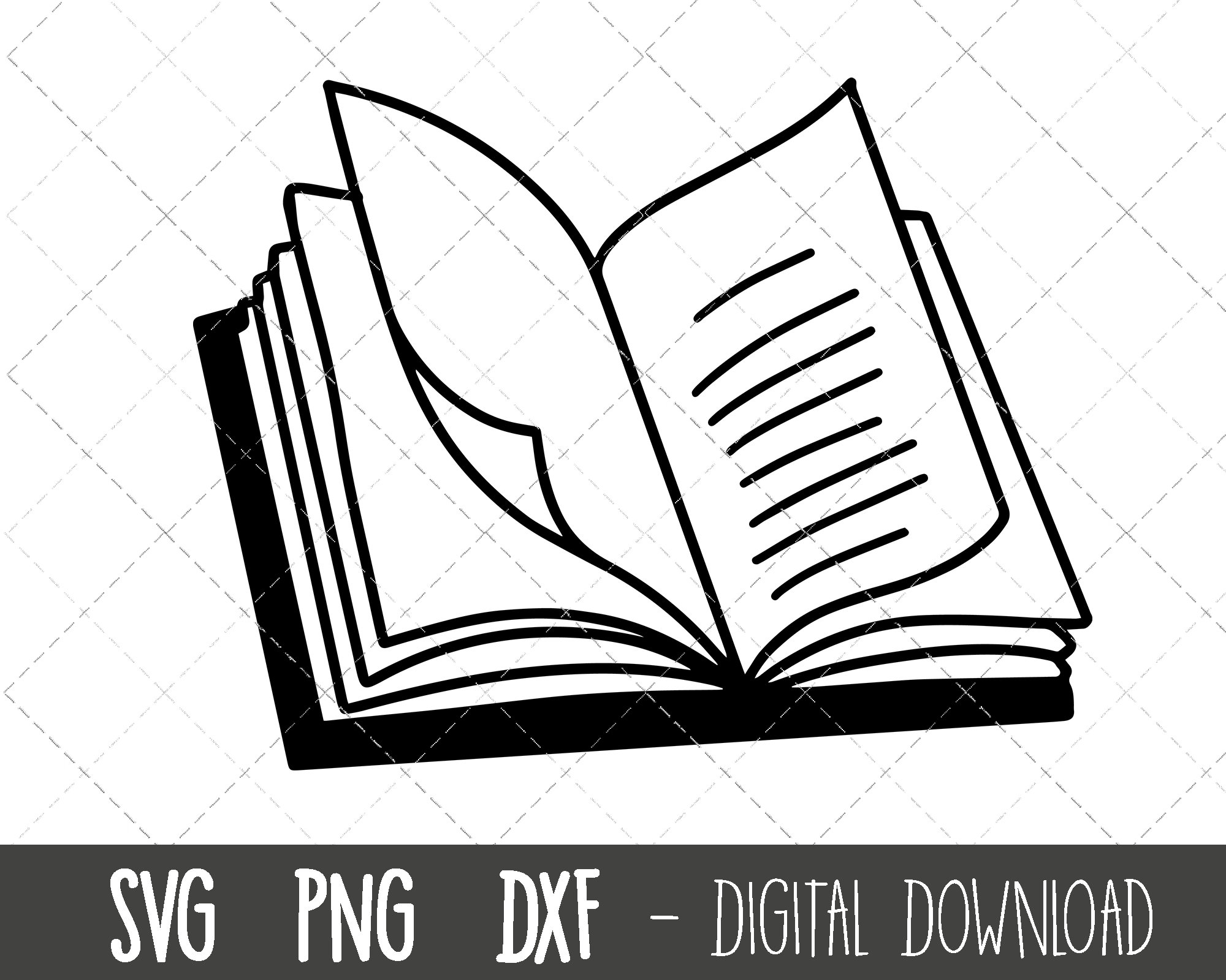 Open book svg/book clipart/book svg/open book silhouette/book cricut cut  files/book clip art/book digital download designs/svg