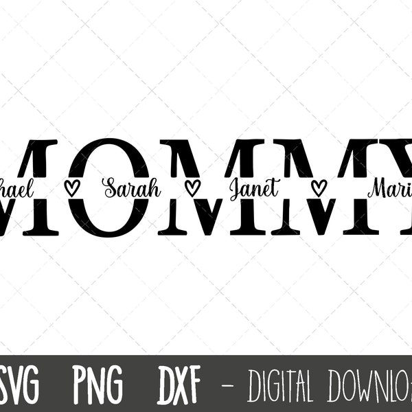 Mommy SVG, Mother svg, Mother's Day SVG, mommy split name frame svg, mommy cut file, mom outline, mommy png, cricut silhouette svg cut file