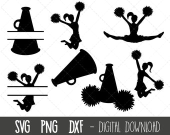 Cheerleading svg bundle Cheerleader svg, cheerleading svg, cheer svg, cheerleader silhouette, cheer clipart, cricut silhouette svg cut file