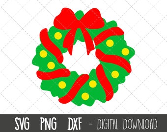 Wreath svg, christmas wreath svg, christmas svg, xmas wreath clipart, wreath png, xmas svg files, cricut silhouette svg cut cutting file