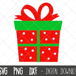 Regalo de Navidad svg, clipart de regalo, clipart de regalo, clipart de navidad svg, arco con silueta de arco, regalo cricut silhouette svg cut cut file