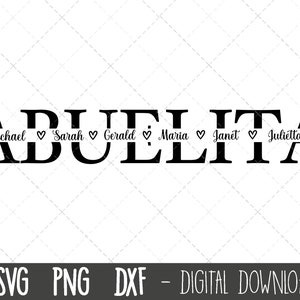 Abuelita SVG, Abuela svg, Abuelita marco de nombre dividido svg, Archivo de corte Abuelita, Día de la Madre SVG, Abuelita cricut silueta svg archivo de corte