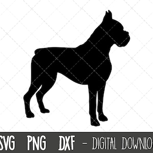 Boxer svg, dog SVG, boxer silhouette, boxer outline png, boxer dog svg, boxer clipart, dog pet png, dxf, cricut silhouette svg cut file