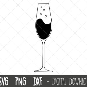 Champagne glass SVG, wedding champagne glass svg, celebration svg, champagne vector, wine svg, party png, bottle silhouette cricut cut files