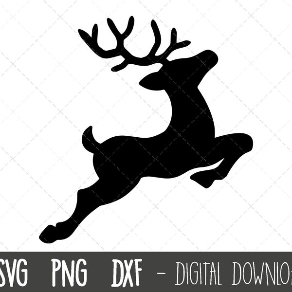 Rentier svg, fliegende Rentier svg, Rentier Silhouette, Hirsch svg, Rentier png, Rentier Clipart, Rentier Cricut Kontur svg geschnitten Datei