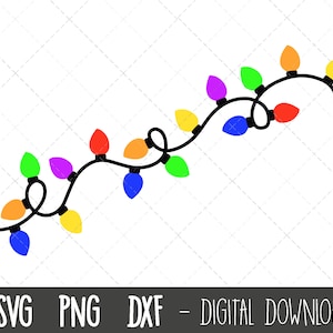 Luz de Navidad svg, clipart de Navidad, bombilla svg, clipart de vacaciones, luces de cadena de Navidad, luces de colores cricut silhouette svg archivo