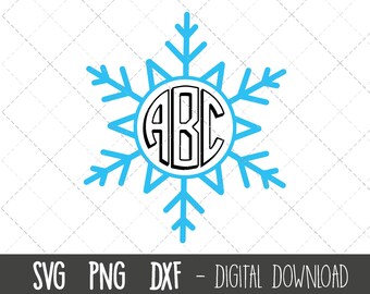 Snowflake svg, snowflake monogram svg, christmas svg, winter svg, christmas snowflake svg files, cricut silhouette svg cut cutting file