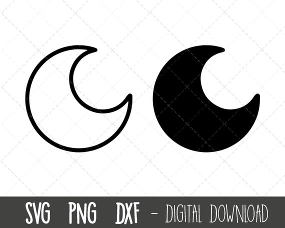 Crescent Moon SVG, Crescent Moon Cut File, Moon Vector, Moon Clipart,  Crescent Moon Illustration Design Outline, Cricut, Silhouette, PNG