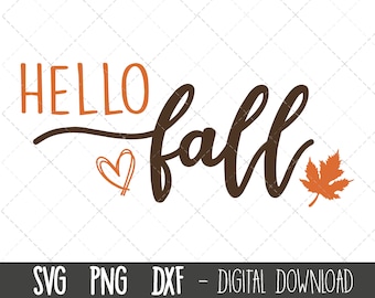 Hello Fall leaves svg, hello fall svg, fall svg, leaves svg, hello fall leaves png, dxf, fall leaves cricut silhouette svg cutting files