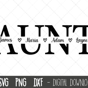 Tante SVG, Tante SVG, Beste Tante SVG, Tante Split Namen Rahmen SVG, Tante Schnittdatei, Tante Umriss, Tante png, Tante Cricut Silhouette SVG Schnittdatei