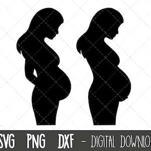 Kobieta w ciąży SVG, ciąża SVG, clipart ciąża, clipart kobieta w ciąży, przyszła mama SVG, plik cricut sylwetka macierzyństwa w ciąży