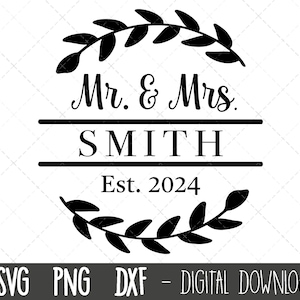Mr and Mrs split monogram SVG, Mr & Mrs svg, wedding svg, wedding 2024 clipart, engagement svg, mr mrs wedding cricut silhouette cut file