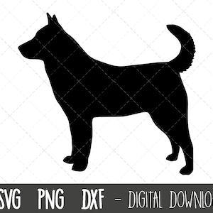 Korean Jindo svg, dog svg, Korean Jindo silhouette, Korean Jindo outline png, Korean Jindo clipart, dog pet png, cricut silhouette cut file