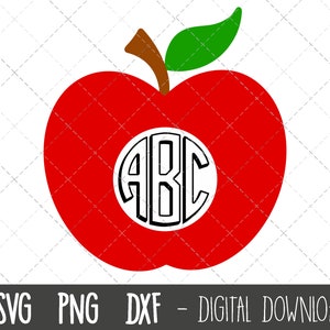 Apple svg, Apple clipart, apple monogram, teacher svg, apple fruit clipart, apple png, dxf, apple fruit cricut silhouette svg cutting file