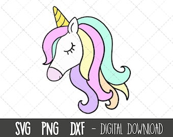 Unicornio SVG, Cabeza de unicornio Svg, Unicorn Clip Art, Unicorn Face SVG, Lindo Unicornio SVG, cabeza de unicornio cricut silueta svg archivo de corte
