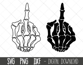 Esqueleto dedo médio SVG, esqueleto png, clipart de esqueleto, clipart de halloween, svg de halloween, arquivo de corte de silhueta cricut de esqueleto de halloween