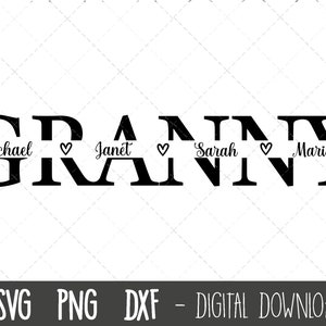 Grand-mère SVG, grand-mère svg, grand-mère split name frame svg, grand-mère svg, grand-mère fichier coupé, SVG de la fête des mères, fichier de coupe de silhouette cricut svg