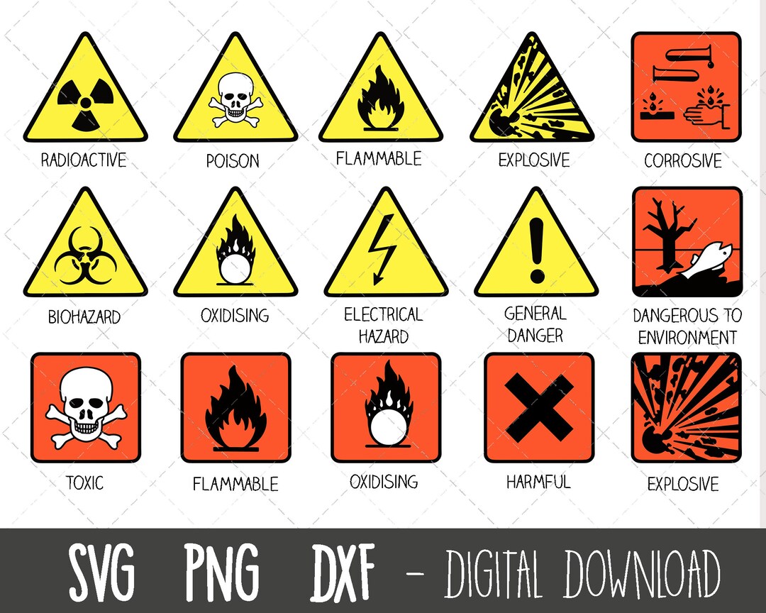 Science Svg Bundle Laboratory Signs Svg Science Clipart Danger Signs 