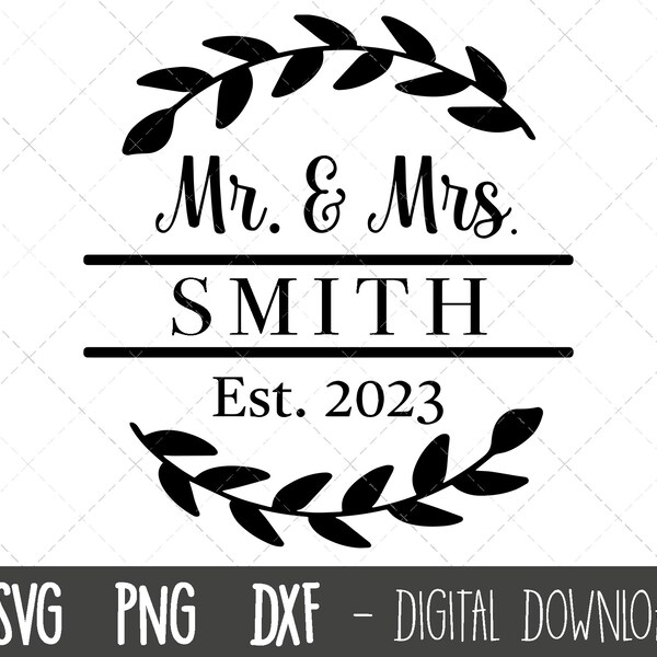 Mr and Mrs split monogram SVG, Mr & Mrs svg, wedding koozies svg, wedding 2023 clipart, engagement svg, mr mrs cricut silhouette cut file