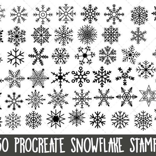 Procreate Snowflake Stamps, Procreate stamp set, procreate snowflake stamp, Procreate winter set, Procreate brushset, snowflake stamp bundle