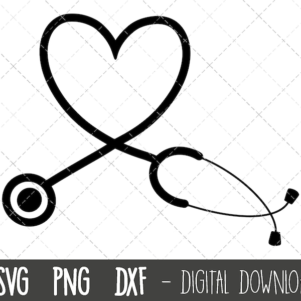 Stethoscope svg, heart stethoscope svg, nursing clipart, stethoscope cut file, heart svg, stethoscope cricut silhouette svg cutting file