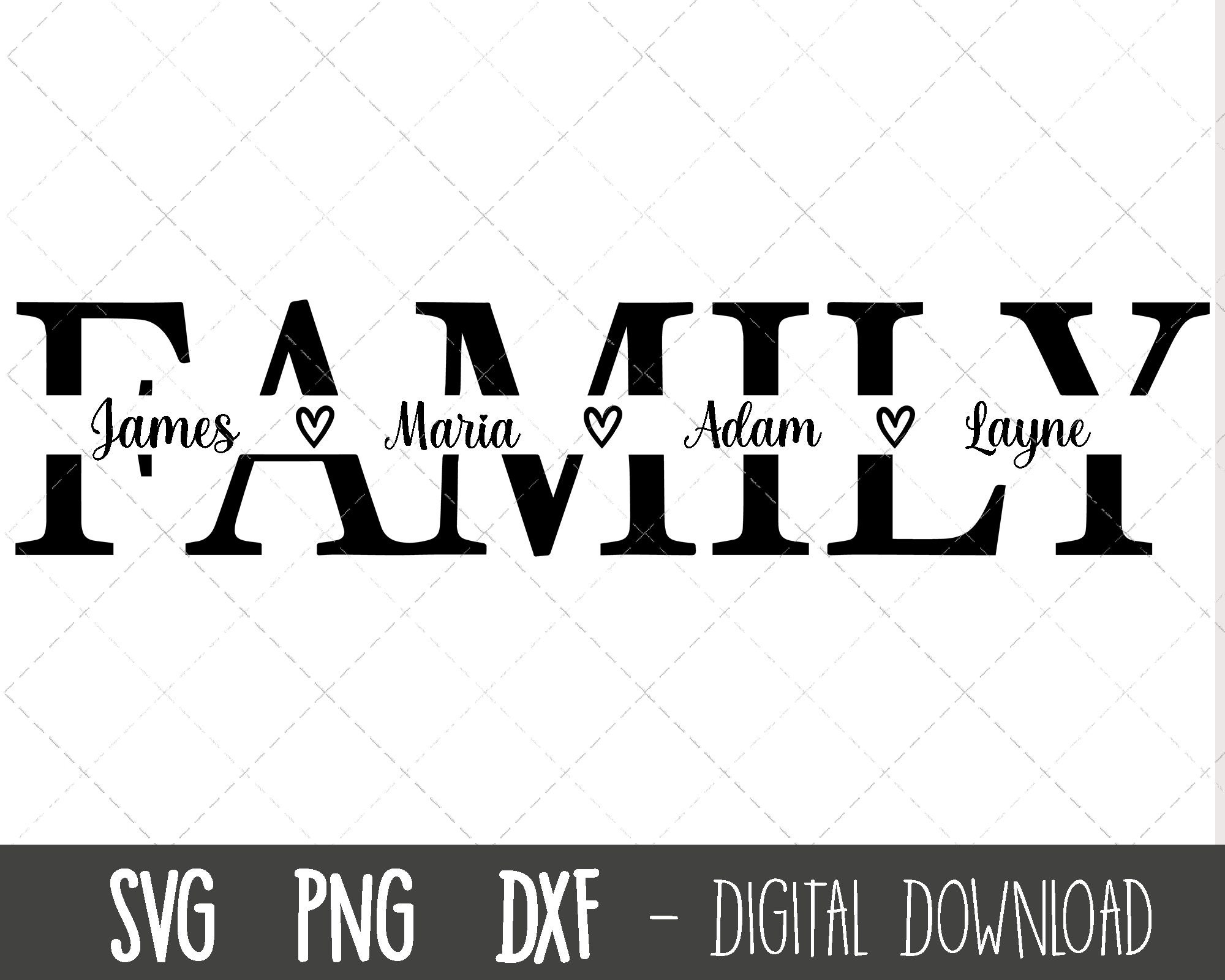 Family SVG Family Split Name Frame Svg Family Clipart Etsy