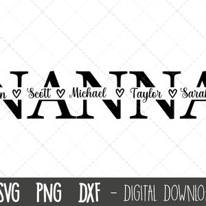 Nanna SVG, Grand-mère svg, Nanna split name frame svg, grand-mère svg, nanna cut file, Mother’s Day SVG, nanna cricut silhouette svg cut file