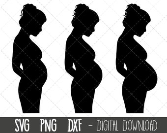 Trimestri di gravidanza SVG, donna incinta svg, gravidanza clipart, clipart pregnantcy, mamma svg, file silhouette cricut maternità incinta