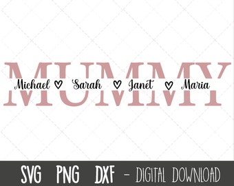 Momie SVG, Mère svg, Fête des Mères SVG, momie split name frame svg, mom svg, mom cut file, mom outline, cricut silhouette svg cut file