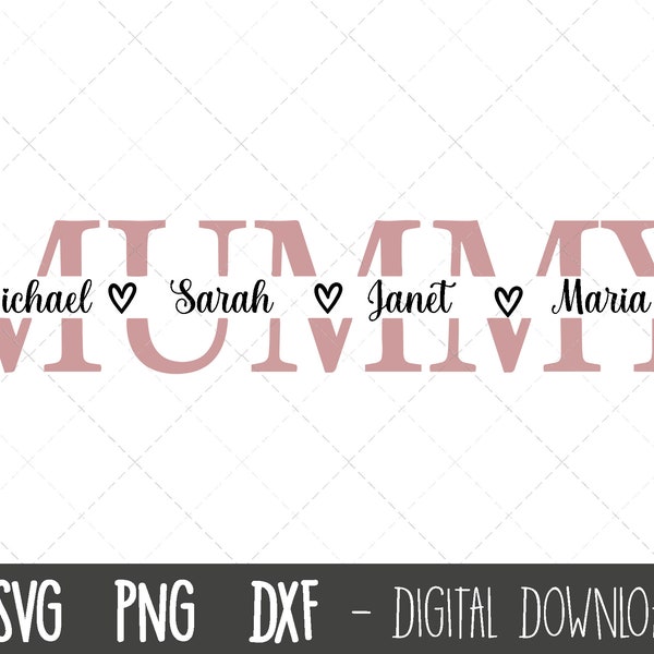 Mummy SVG, Mother svg, Mother's Day SVG, mummy split name frame svg, mummy svg, mom cut file, mom outline, cricut silhouette svg cut file