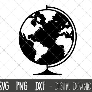 地球儀 svg、科学 svg、科学クリップアート、地球 svg、世界 png、学校地球儀 svg クリップアート、dxf、丸い地球儀 cricut シルエット svg カット ファイル