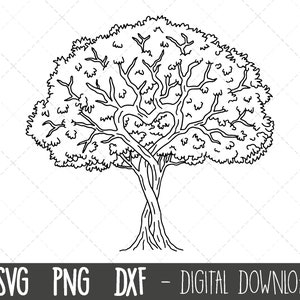 Baum SVG, Baum Herz svg, Baum Silhouette, Baum Wurzeln svg, Stammbaum Clipart, Baum geschnitten Datei, Baum Umriss, Baum Cricut Silhouette geschnitten Datei