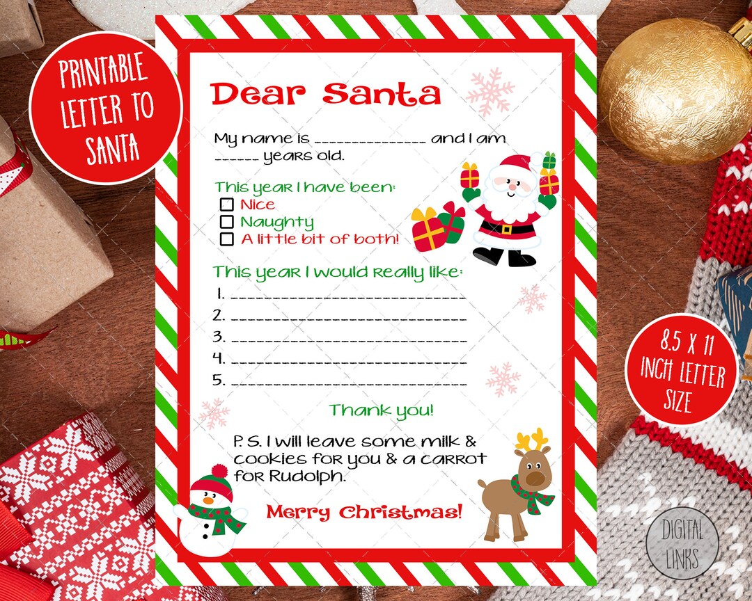 Santa Letter Template, Printable Santa Letter, Kids Letter to