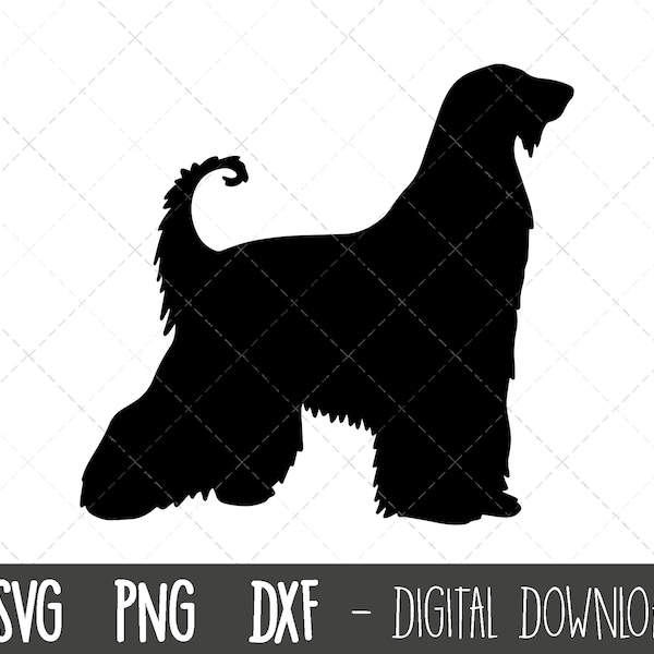 Afghan Hound svg, dog svg, Afghan Hound silhouette,Afghan Hound outline, Afghan Hound clipart, pet dog png, dxf, cricut silhouette cut file