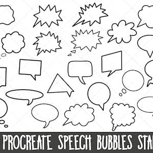 Procreate Speech Bubble Stamps, Procreate stempelset, Procreate tekstballonnen, Procreate doodles, Procreate penselen, gedachtenstempelbundel