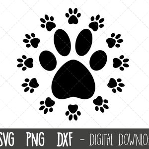 Dog Paw Print SVG, paw print monogram svg, Paw Svg, Animal Paw print Svg, paw print clipart svg, paw png, dxf, cricut silhouette cut file