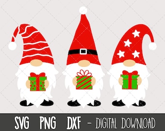 Christmas Gnome SVG, Santa gnomes svg clipart, Holiday gnomes png, Christmas gonks, Merry Christmas gnome bundle, Cricut Silhouette cut file