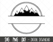 Mountain split name frame svg, mountain range monogram, mountain range clipart, family vacation vector, mountain silhouette, cricut cut file