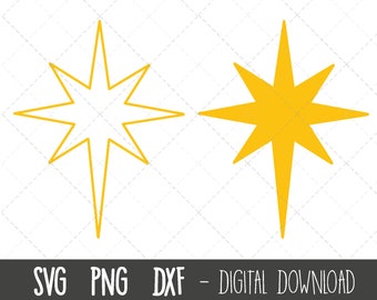 North star svg, Star of bethlehem svg, star svg, star clipart, holiday clipart, christmas svg, star svg bundle, star cricut silhouette file