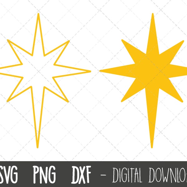 North star svg, Star of bethlehem svg, star svg, star clipart, holiday clipart, christmas svg, star svg bundle, star cricut silhouette file