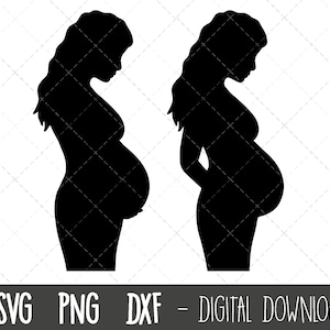 Kobieta w ciąży SVG, ciąża SVG, clipart ciąża, clipart kobieta w ciąży, przyszła mama SVG, plik cricut sylwetka macierzyństwa w ciąży
