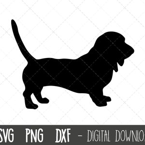 Basset Hound svg, dog svg, Basset Hound silhouette, Basset Hound outline png, Hound clipart, dog pet png dxf, cricut silhouette cut file