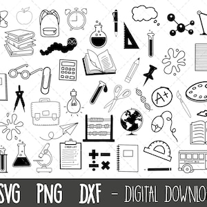 Schul-SVG-Paket, Back To School Svg Lehrer Svg Schule Clipart Kinder Schule SchnittDateien Lehrer Schule Zubehör Cricut Silhouette Cut Datei