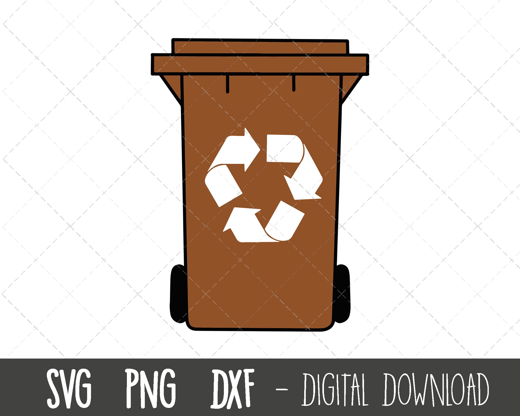 Contenedor de basura marrón svg, bote de basura svg, cubo de basura png,  desperdicio de alimentos svg, contorno de la papelera de reciclaje,  residuos de jardín cricut silueta svg archivo de corte -, image size:2000x1600
