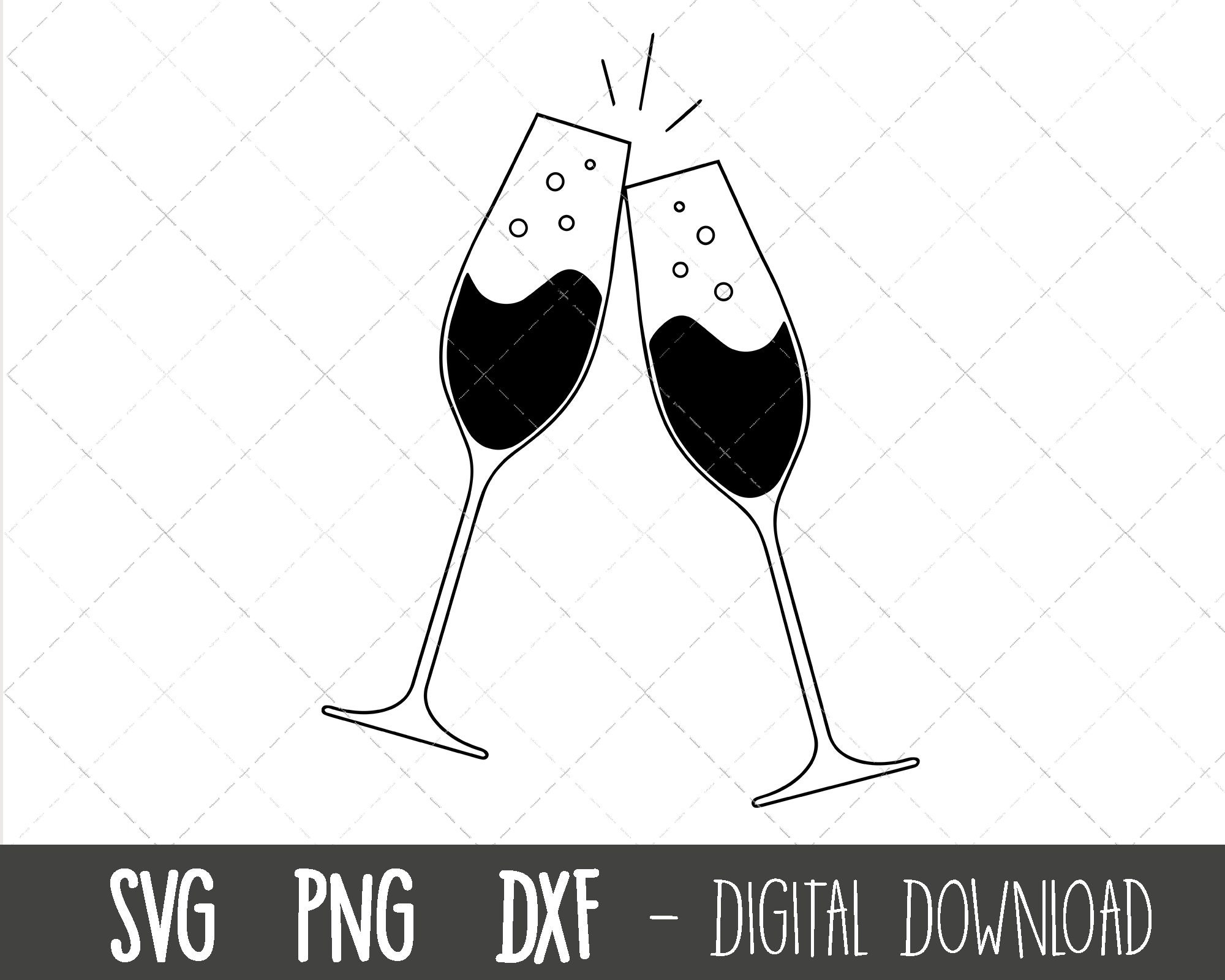 Champagne Glasses SVG Wedding Champagne Glass Svg - Etsy