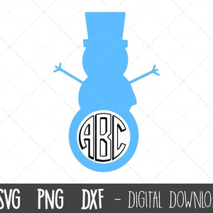 Snowman svg, snowman monogram svg, christmas svg, snowman silhouette svg file, snowman clipart, snowman png, cricut silhouette svg cut file