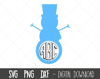 Snowman svg, snowman monogram svg, christmas svg, snowman silhouette svg file, snowman clipart, snowman png, cricut silhouette svg cut file