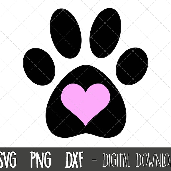 Paw Print heart SVG, paw print pink heart monogram svg, Paw Svg, Paw print Svg, paw print clipart svg, png, cricut silhouette svg cut file