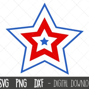 Star svg, USA star svg, rood wit en blauw ster png, 4 juli svg, american star cut file, patriottische ster cricut silhouette cut file